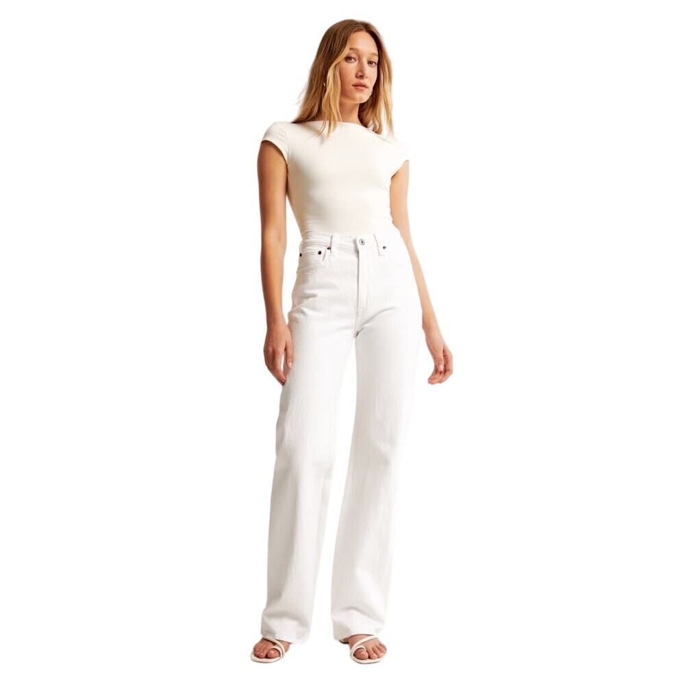 Abercrombie & Fitch Women's Straight Leg Jeans in White